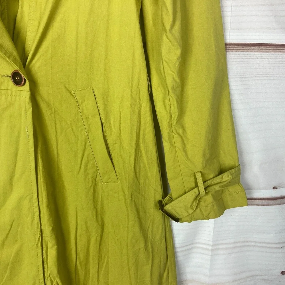 Soft‎ Surroundings Coat Womens XS Green Brixton Trench Long Sleeve Button Front